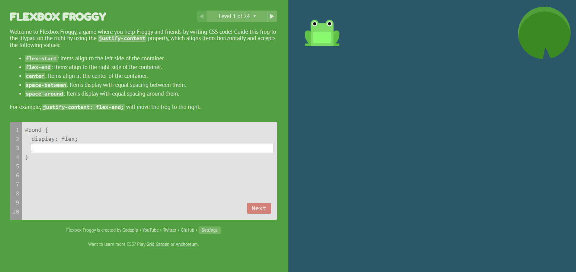 Flexbox Froggy Homescreen