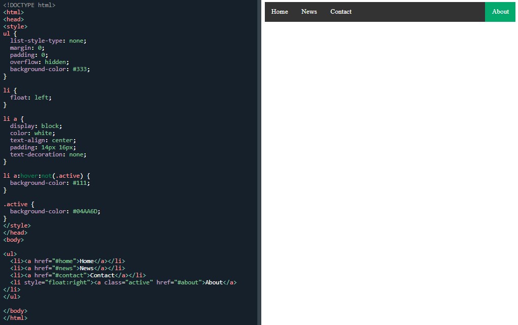 Horizontal navbar list item